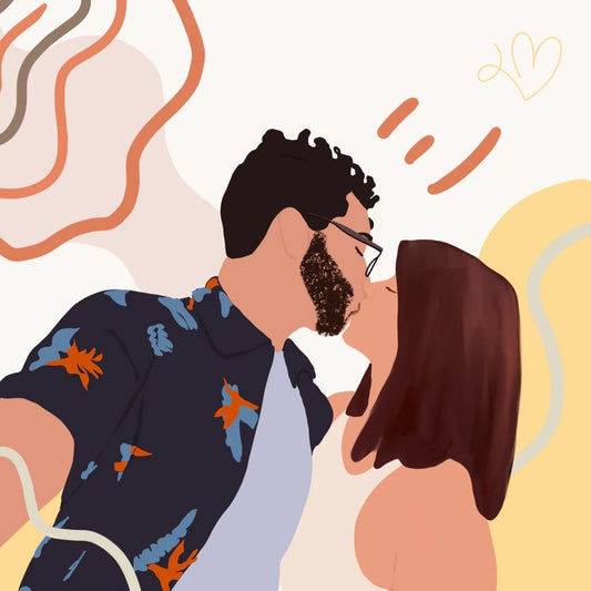 Picture of a custom digital art of a couple kissing  