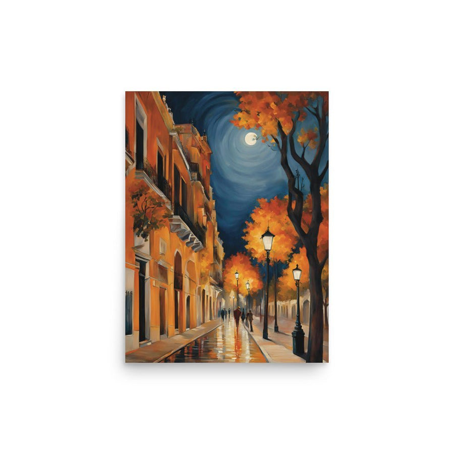 A Beautifull Autunm Night in the City Poster 12 x 16