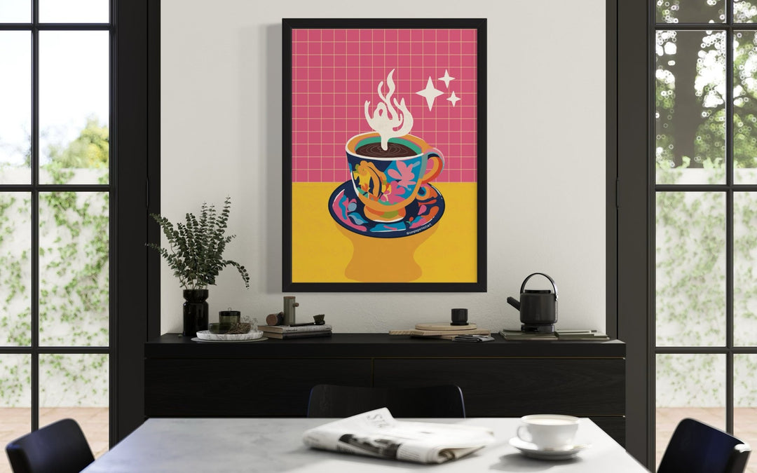 Hot Coffee Funky Art Print