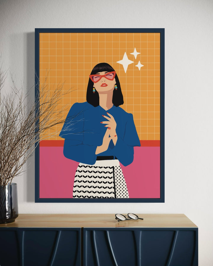 Funky Fashion Girl Art Print