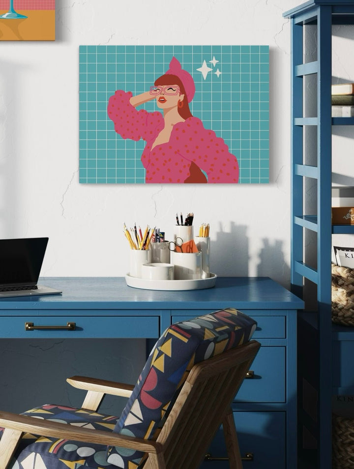 Fashion Redhead in Pink Art Print