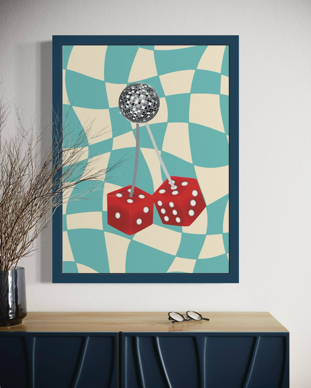 Checkered Cherry Dices Art Print