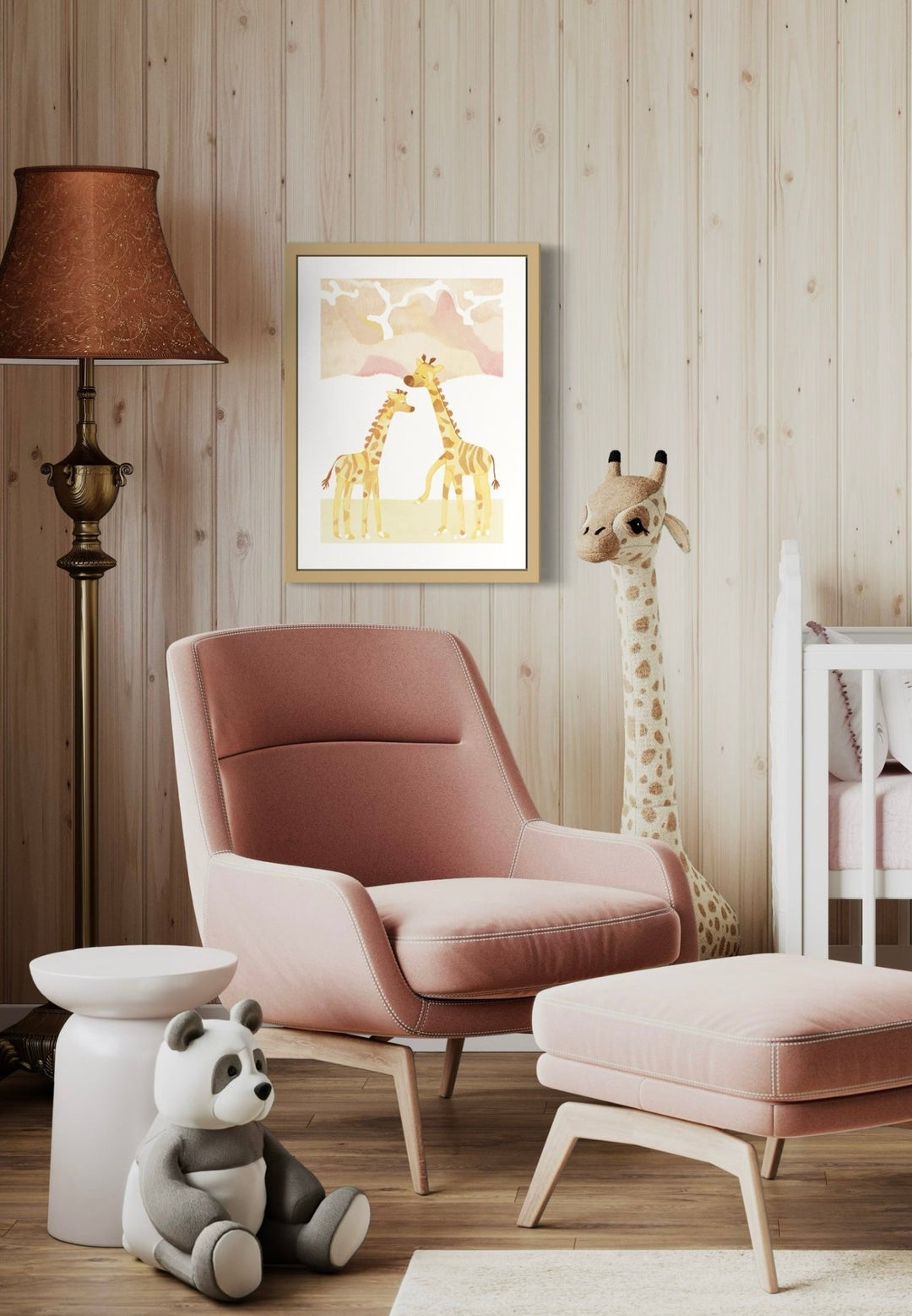 Giraffe Friendship at the Sunset Framed Print