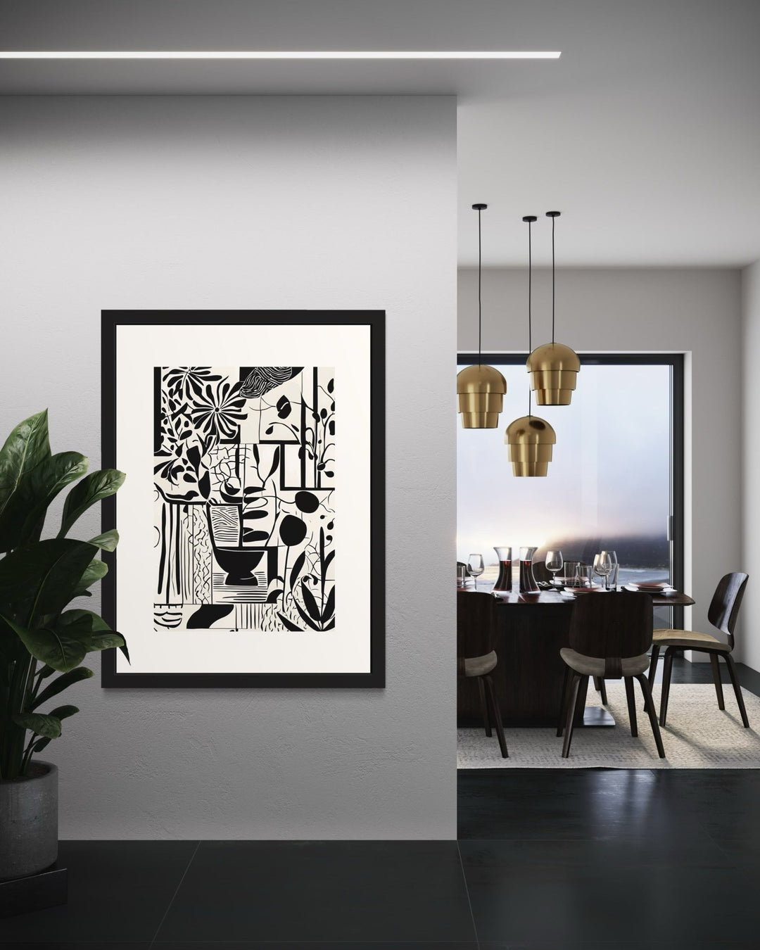 Monochromatic Black and White Garden Wall Poster