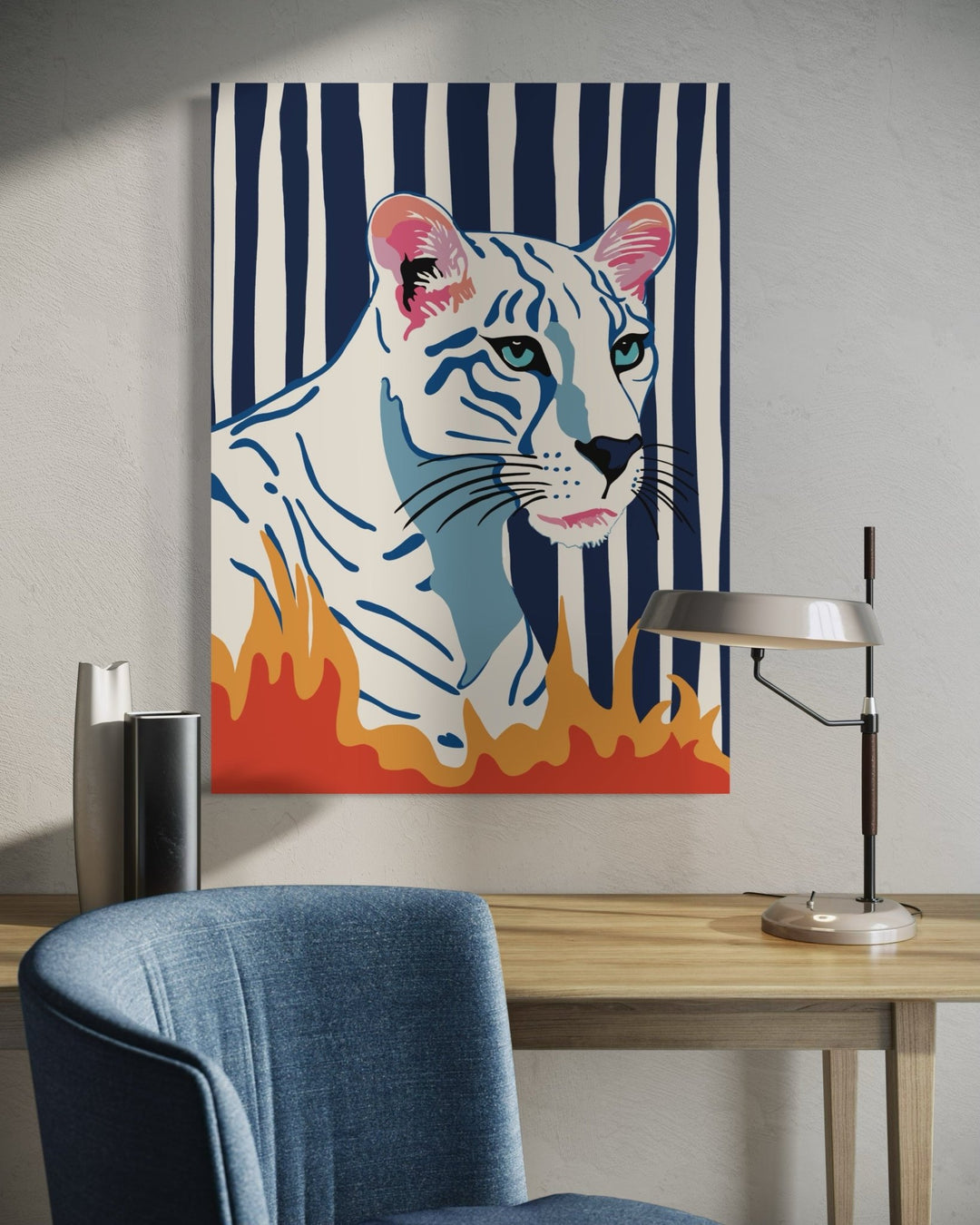 White and Blue Kittie Art print