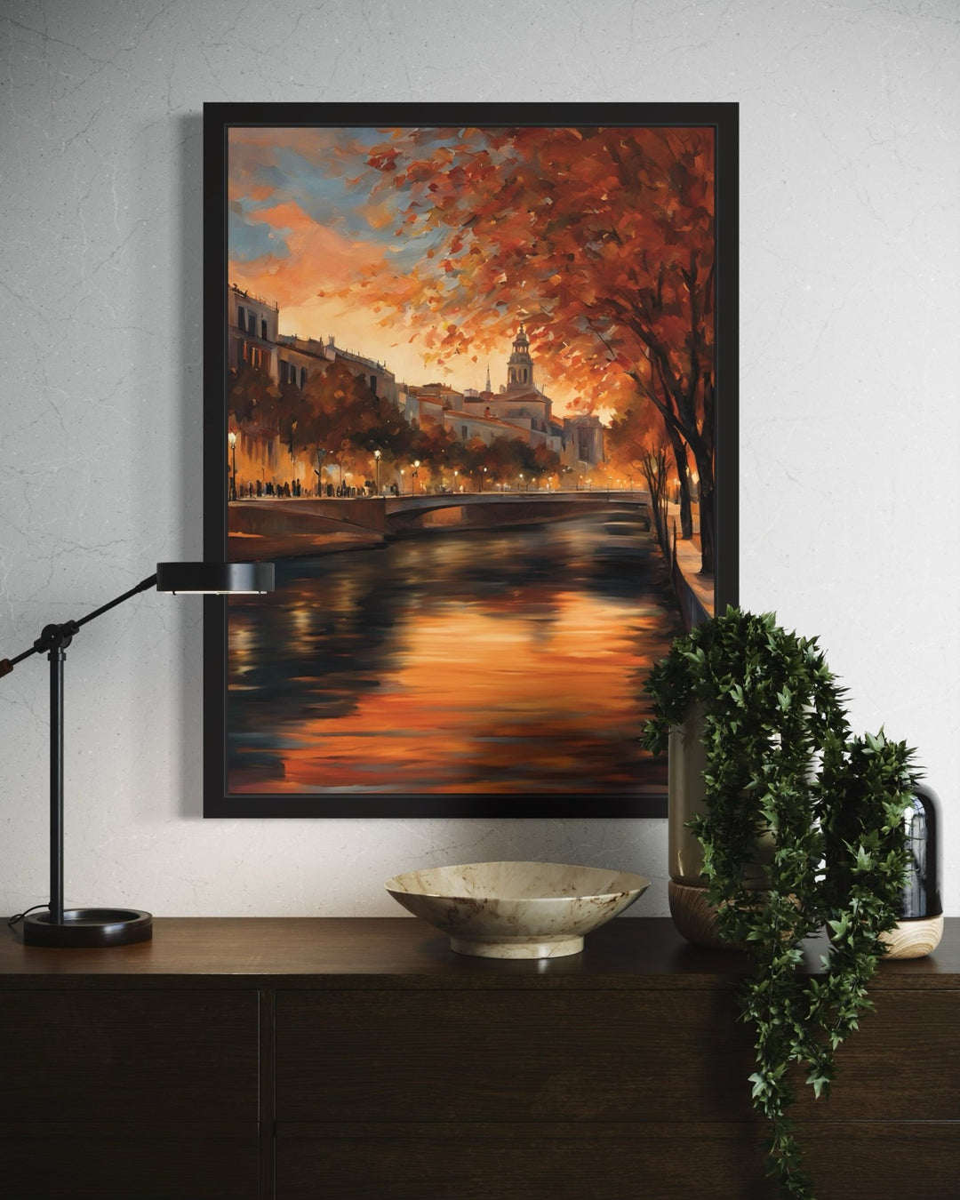 Fall Lights by the River Art Print