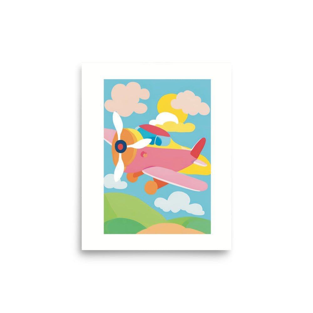 Pinky Plane in the Blue Yonder Art 8 x 10 kids wall art. 