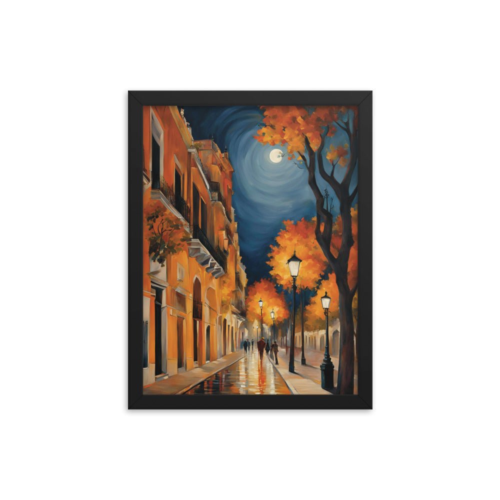 Autumn Full Moon Night Framed Art Print