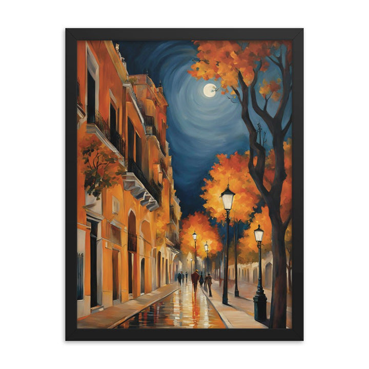 Autumn Full Moon Night Framed Art Print