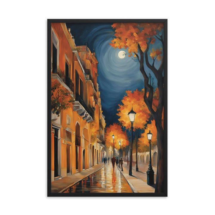 Autumn Full Moon Night Framed Art Print