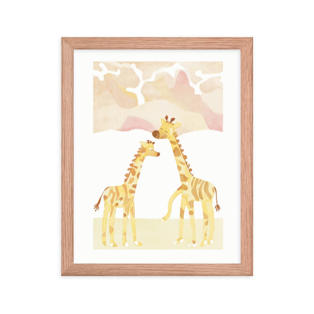 Giraffe Friendship at the Sunset Framed Print