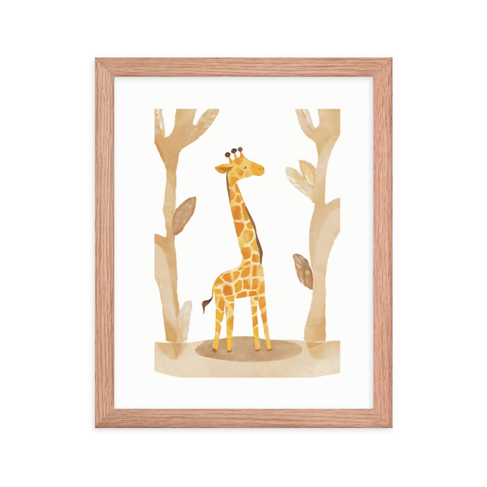 Childish Giraffe Watercolor Framed Art Print