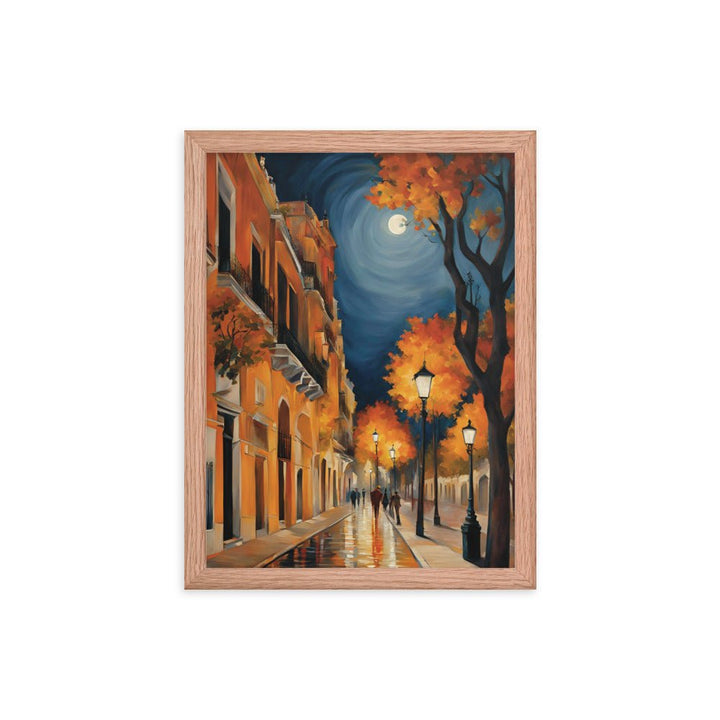 Autumn Full Moon Night Framed Art Print