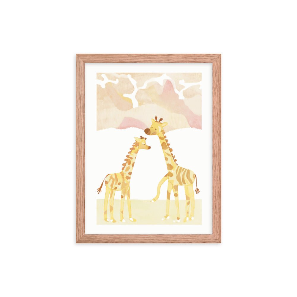 Giraffe Friendship at the Sunset Framed Print