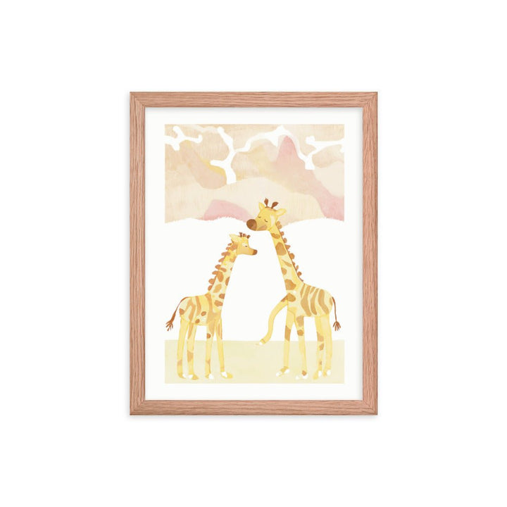 Giraffe Friendship at the Sunset Framed Print