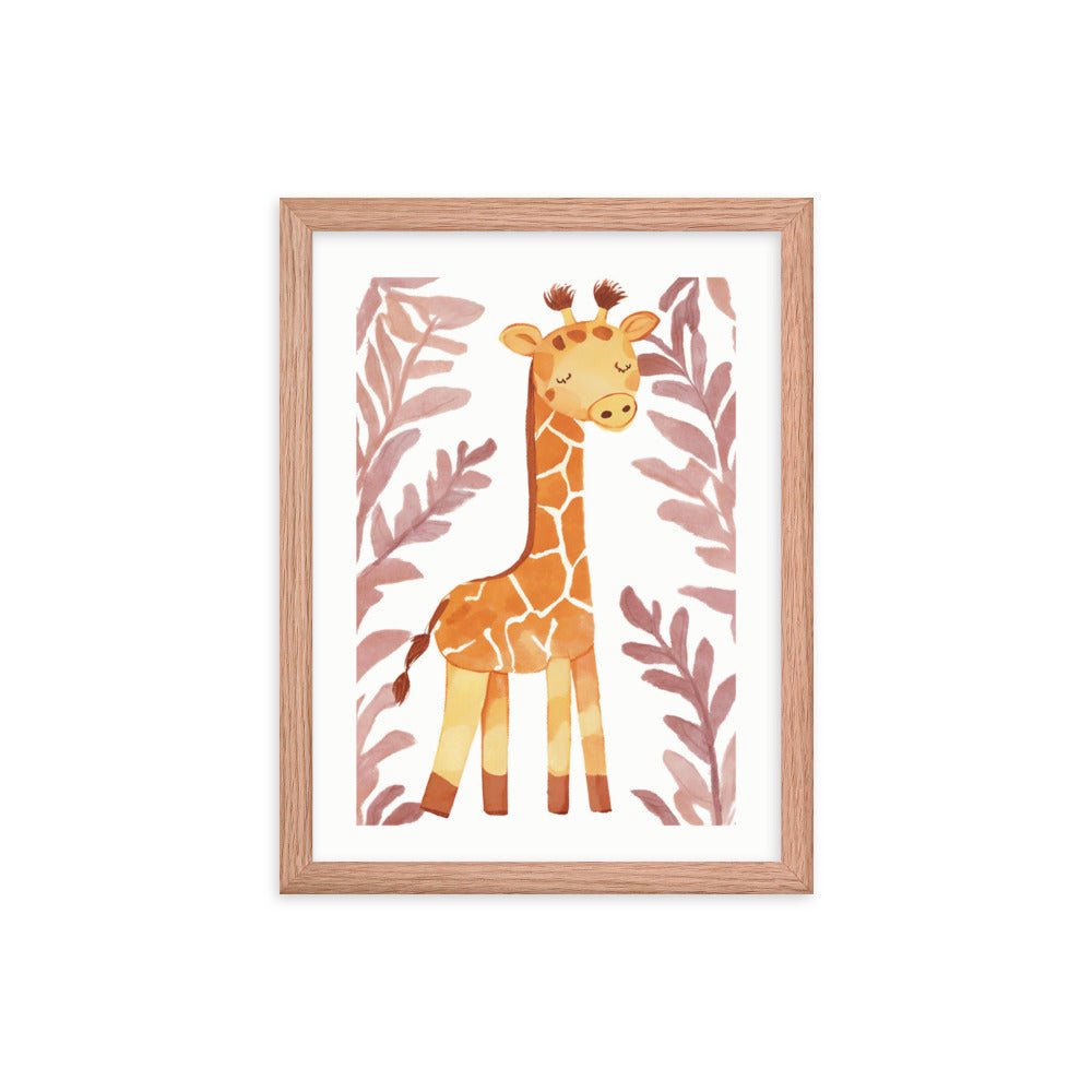 A Happy Giraffe Watercolor Framed Art Print