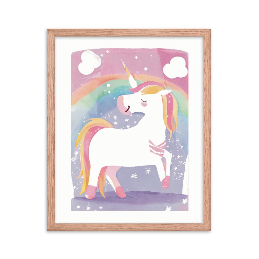 Rainbow Magical Unicorn Framed Art Print