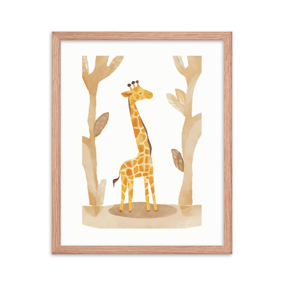 Childish Giraffe Watercolor Framed Art Print