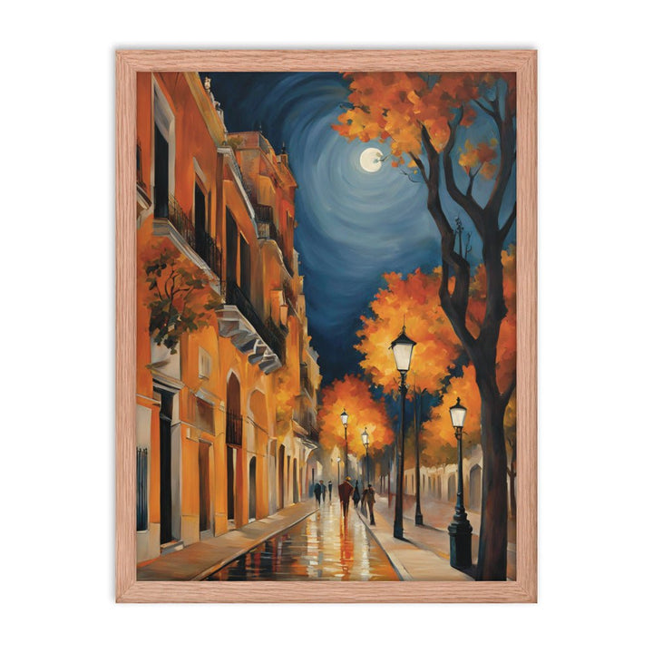 Autumn Full Moon Night Framed Art Print