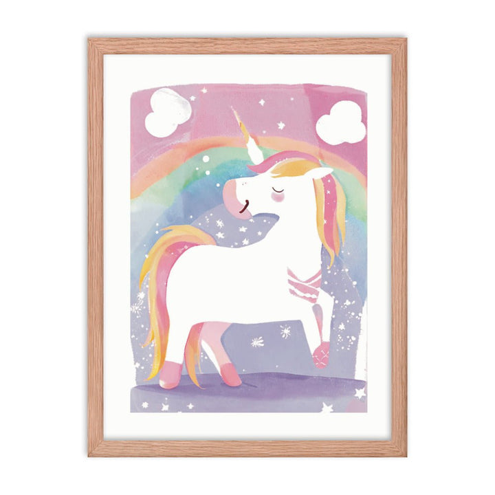 Rainbow Magical Unicorn Framed Art Print