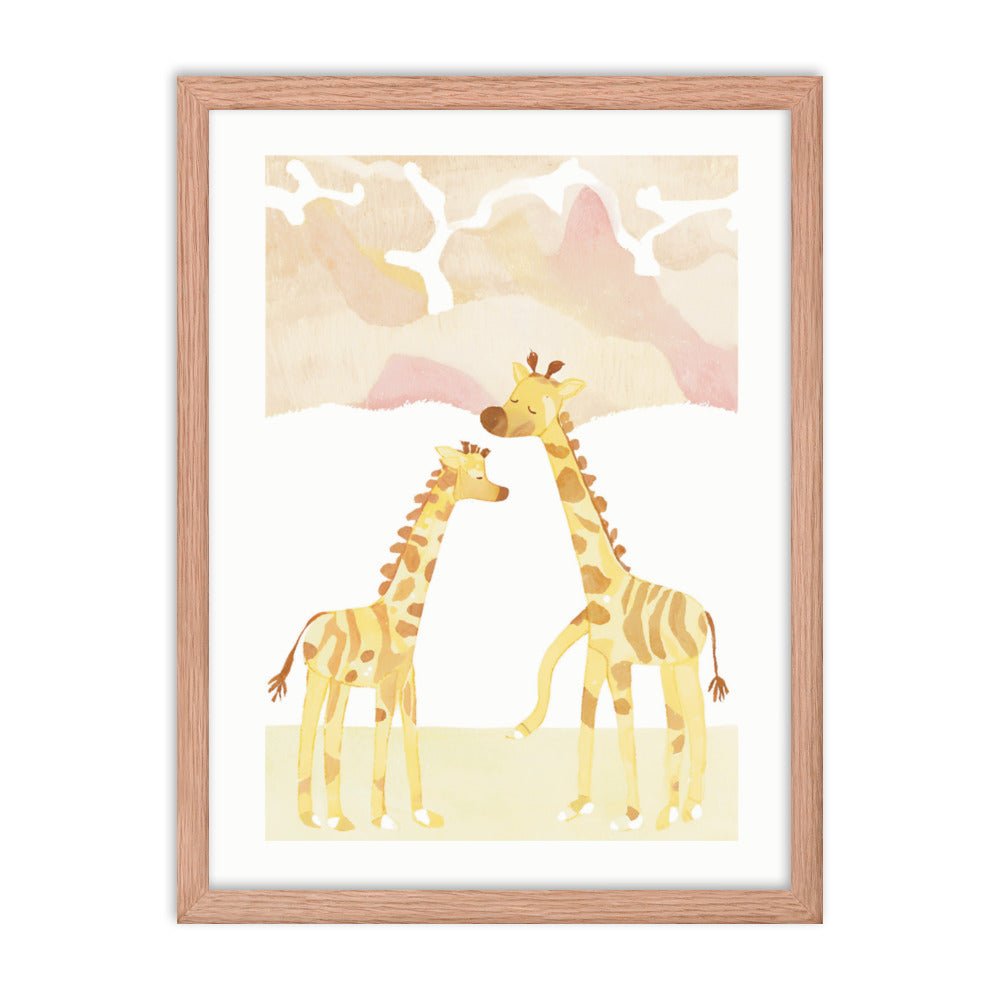 Giraffe Friendship at the Sunset Framed Print