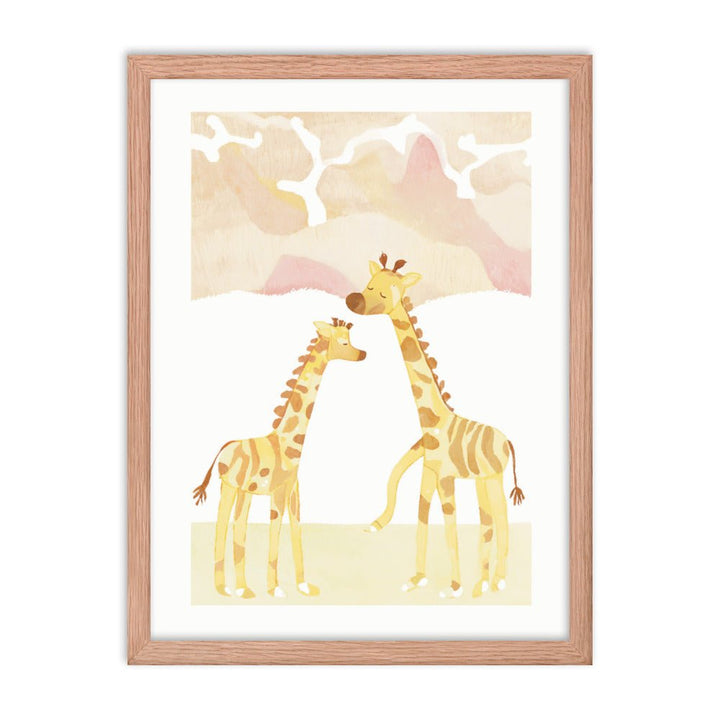 Giraffe Friendship at the Sunset Framed Print