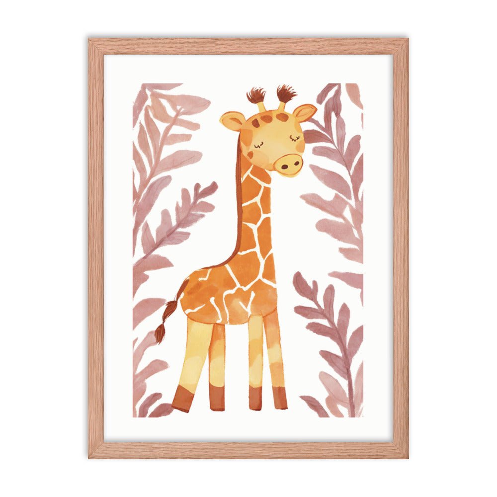 A Happy Giraffe Watercolor Framed Art Print