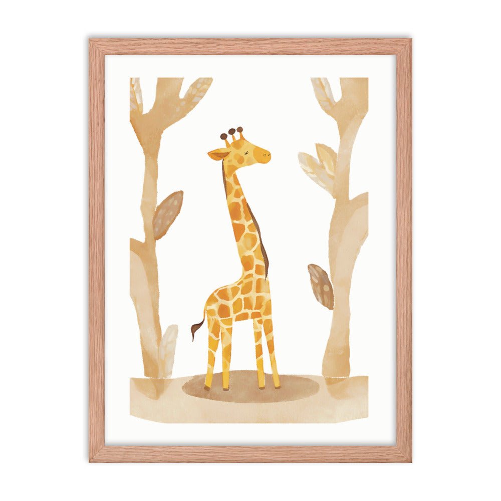 Childish Giraffe Watercolor Framed Art Print