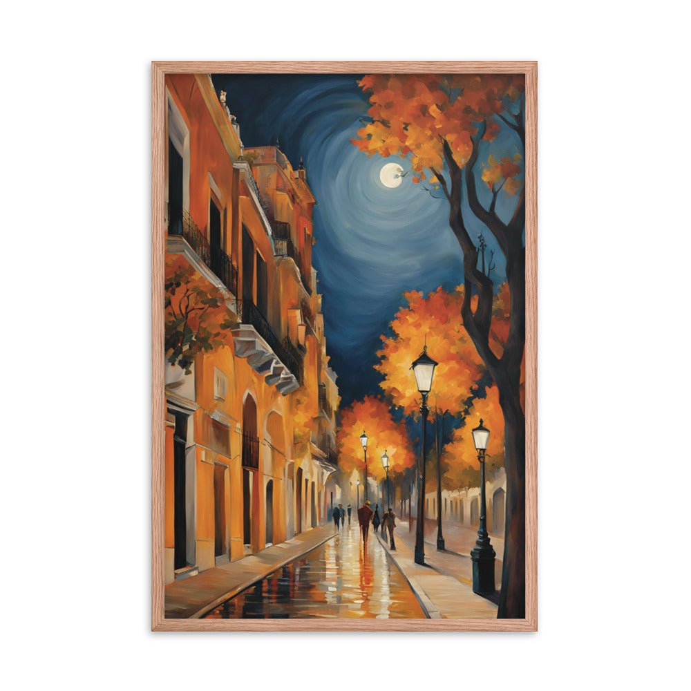 Autumn Full Moon Night Framed Art Print