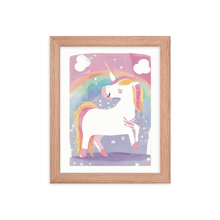 Rainbow Magical Unicorn Framed Art Print