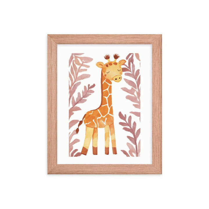 A Happy Giraffe Watercolor Framed Art Print