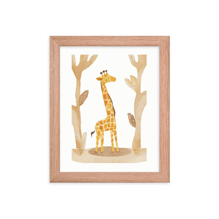 Childish Giraffe Watercolor Framed Art Print