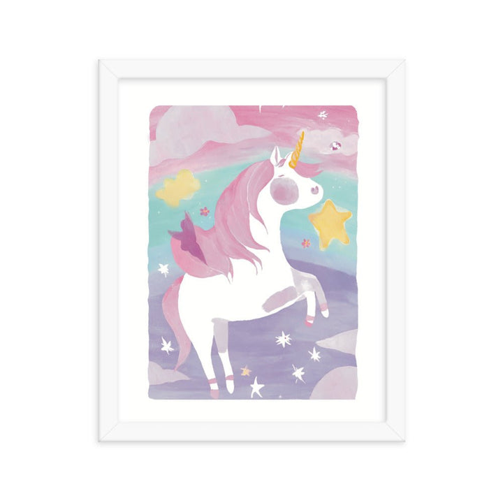 Magical Unicorn Watercolor Framed Art Print