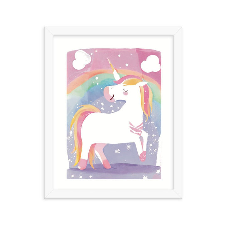 Rainbow Magical Unicorn Framed Art Print