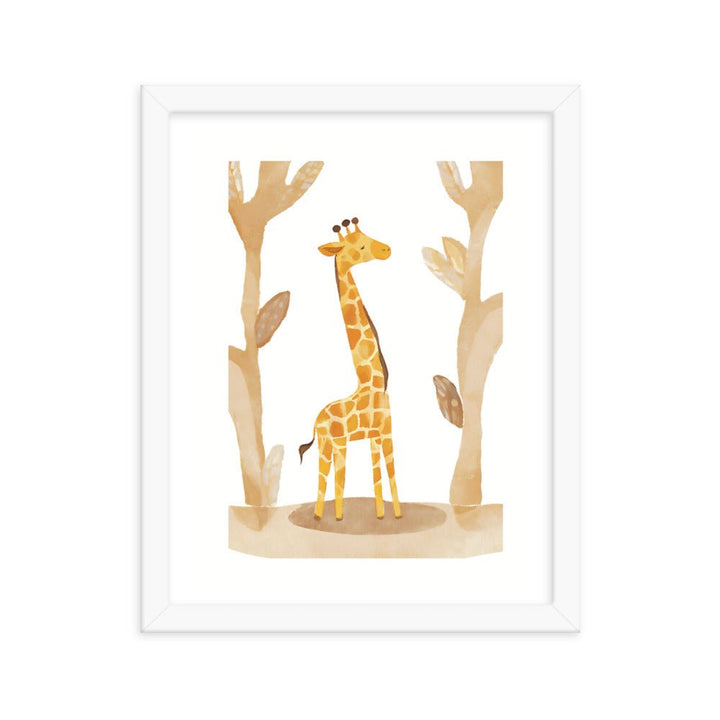 Childish Giraffe Watercolor Framed Art Print