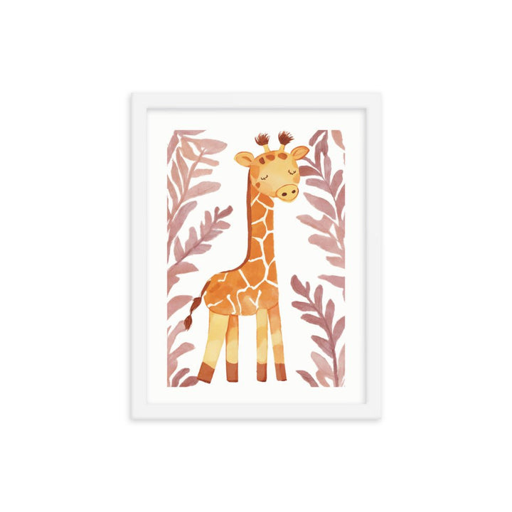 A Happy Giraffe Watercolor Framed Art Print