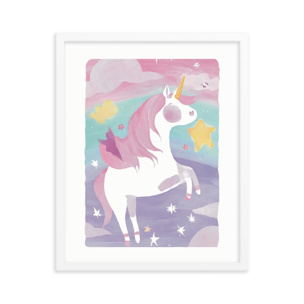 Magical Unicorn Watercolor Framed Art Print