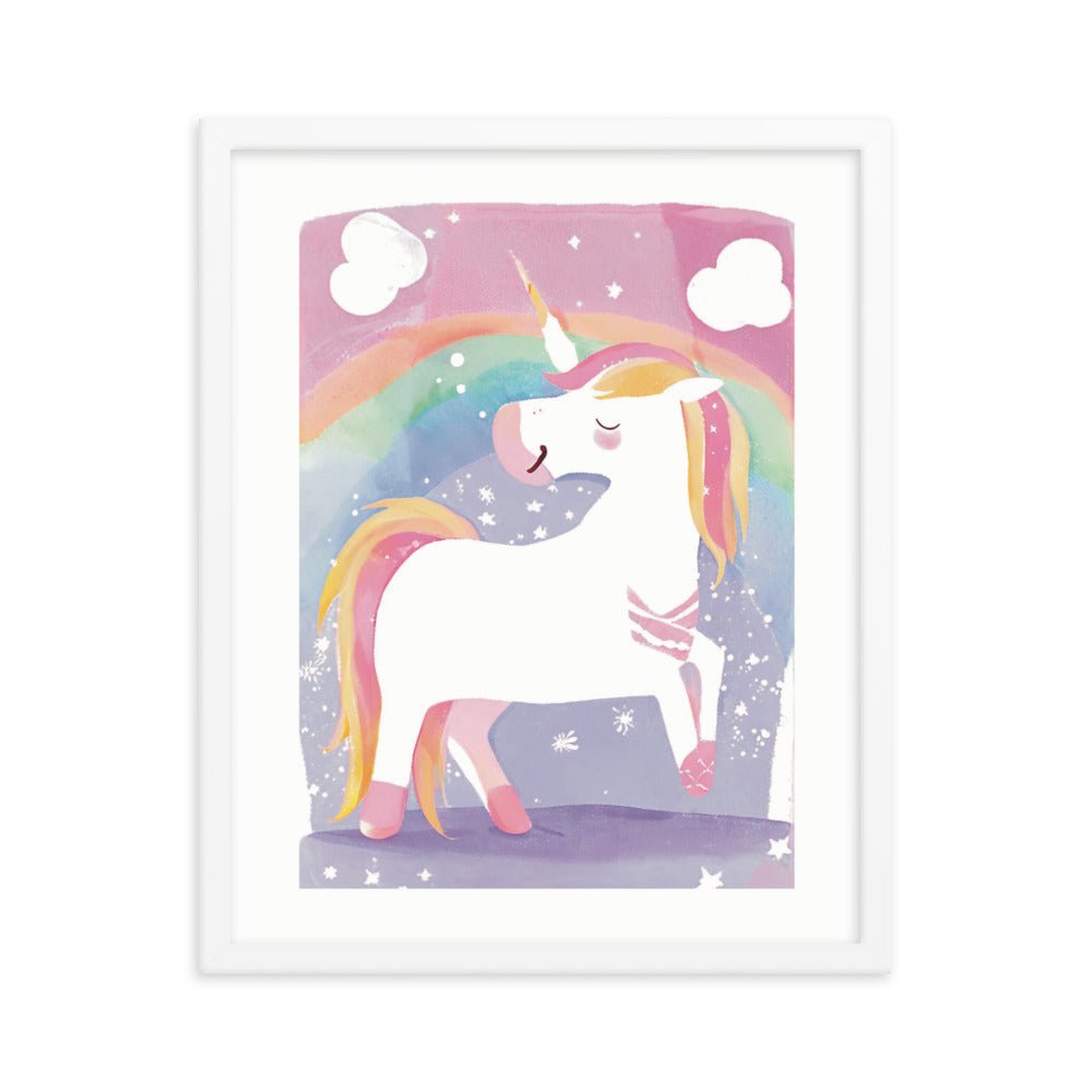 Rainbow Magical Unicorn Framed Art Print