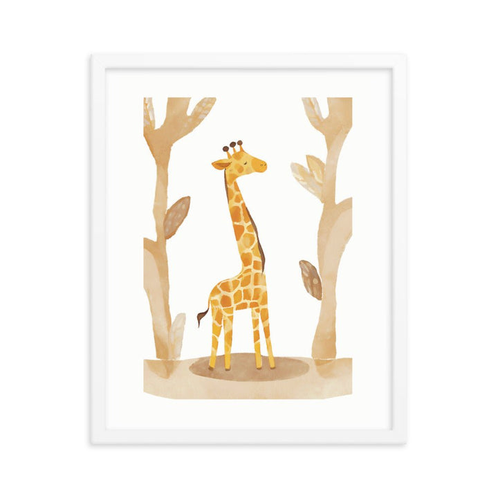 Childish Giraffe Watercolor Framed Art Print