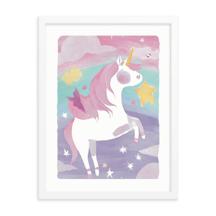 Magical Unicorn Watercolor Framed Art Print