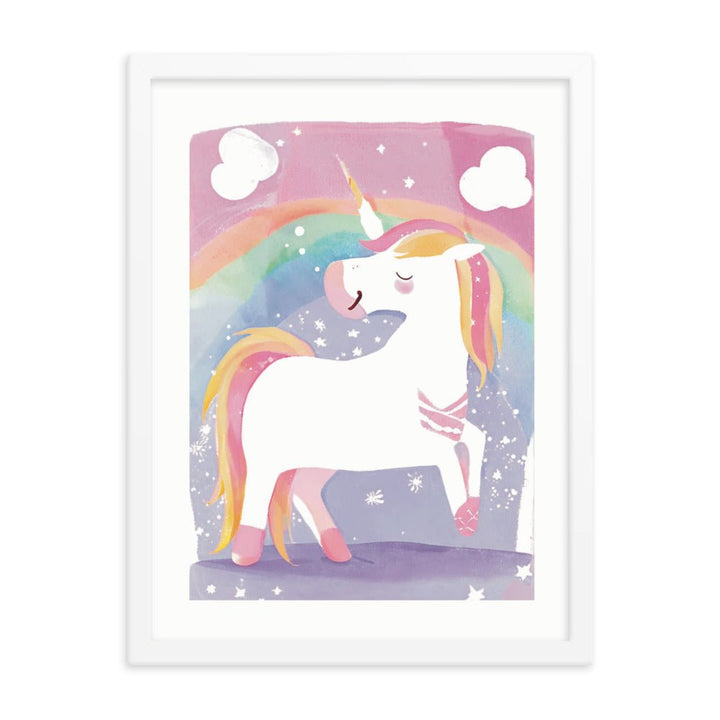 Rainbow Magical Unicorn Framed Art Print