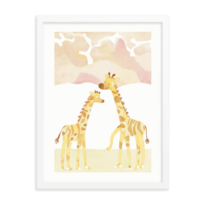 Giraffe Friendship at the Sunset Framed Print