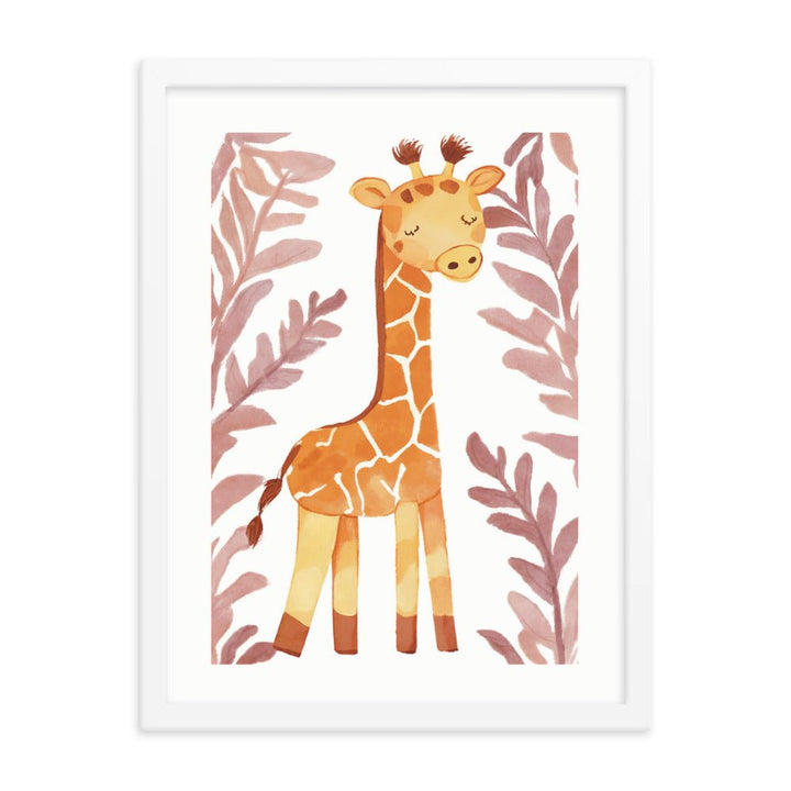 A Happy Giraffe Watercolor Framed Art Print