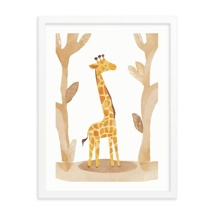 Childish Giraffe Watercolor Framed Art Print