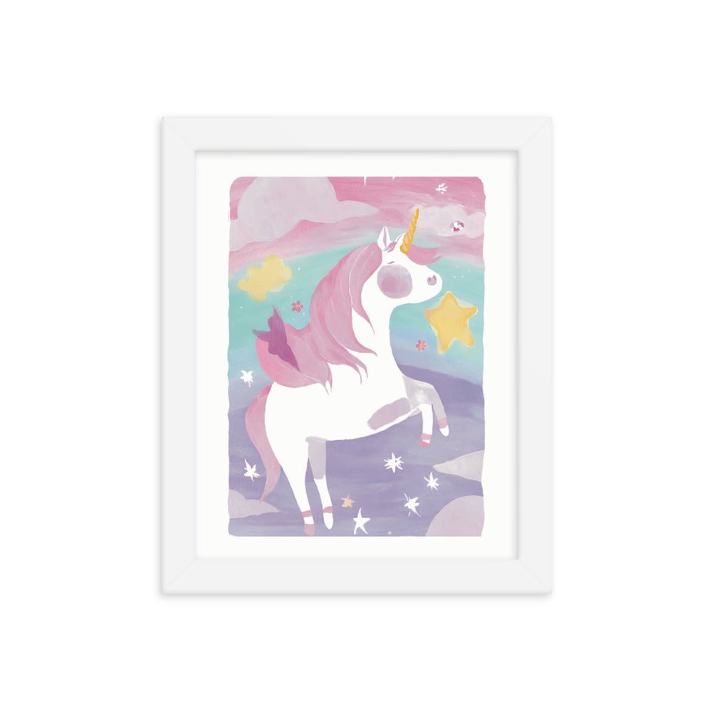 Magical Unicorn Watercolor Framed Art Print