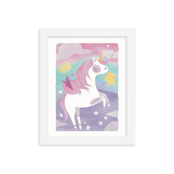 Magical Unicorn Watercolor Framed Art Print