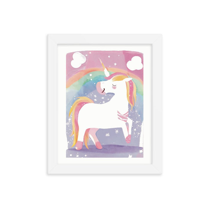 Rainbow Magical Unicorn Framed Art Print