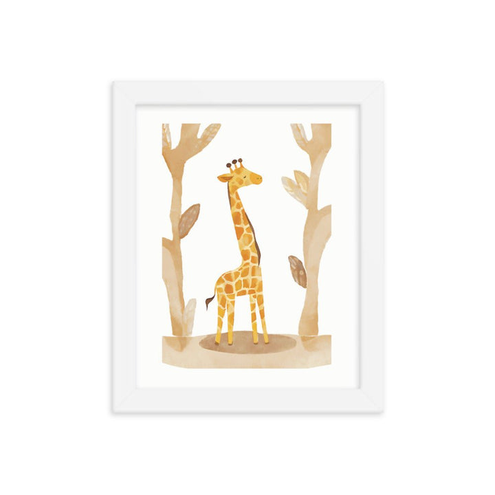 Childish Giraffe Watercolor Framed Art Print