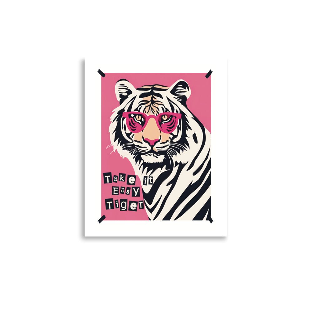 Take it Easy Tiger in Pink Sunglasses Art Print