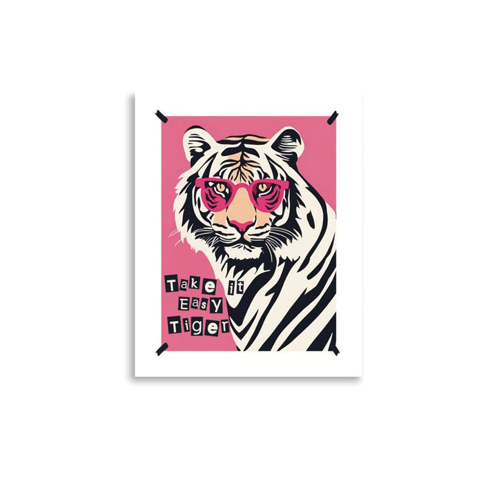 Take it Easy Tiger in Pink Sunglasses Art Print